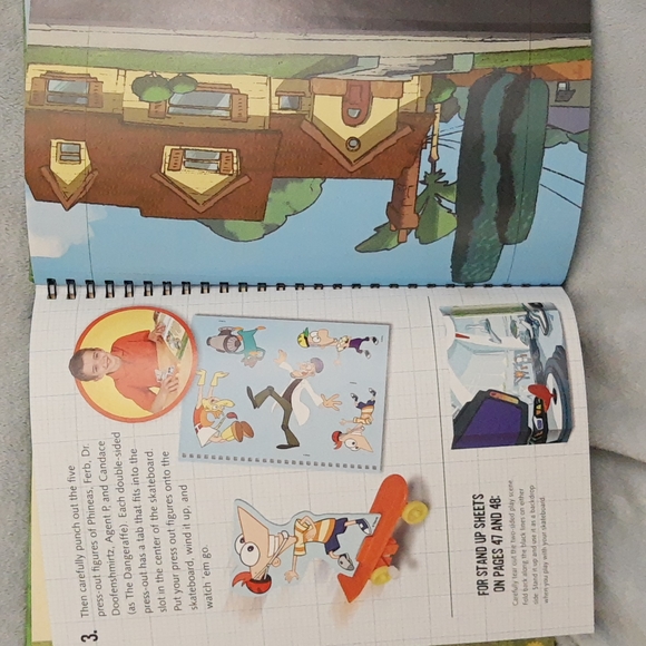 Disney Phineas and Ferb Skateboard Adventures Hardcover Book w/Wind-up Toy - Picture 8 of 11